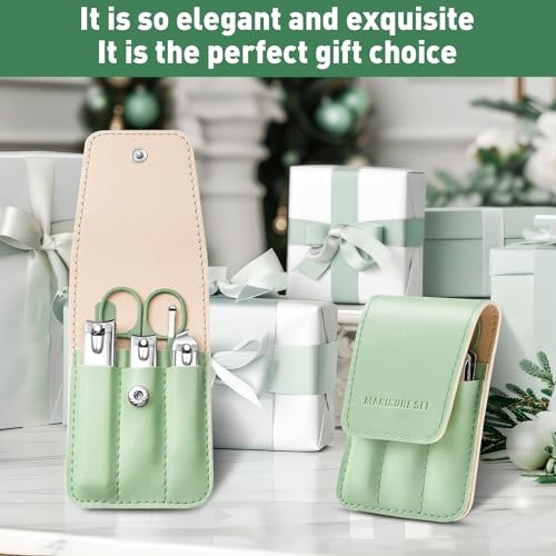 Manicure Kit Gifts for Women, Useful Nail Clipper Set, Christmas Small Gifts for Wife, Cute Stocking Stuffers for Teenage Daughter, Exquisite White Elephant Gifts for Adults (Green)