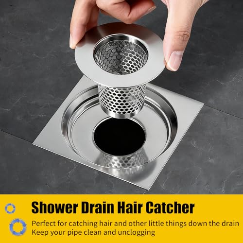 Bathroom Sink Drain Strainer, 304 Stainless Steel Hair Catcher for Bathtub Shower Floor Drain, Bathtub Drain Cover Strainer Basket Fit 1.1" to 1.97" Drain Hole (2PCS) - size: Small