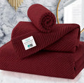 VOOVA & MOVAS 3 Piece Towel Set - 100% Cotton | Quick Dry | Soft | Thick,1 Large Bath 30" x 56", 1 Hand 18" x 28", 1 Wash Cloth 13" x 13", Towels for Bathroom, Bathroom Towels Gift, Burgundy - color: Burgundy - Red, size: 3 PC Bathroom Towel Set