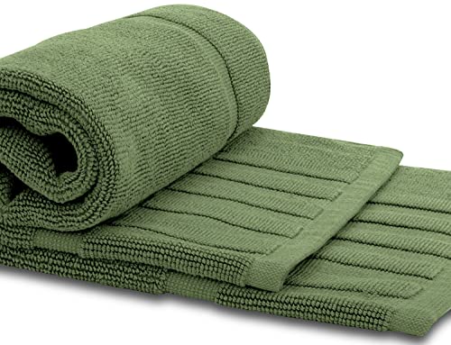 White Classic Luxury Bath Mat Floor Towel Set - Absorbent Cotton Hotel Spa Shower/Bathtub Mats [Not a Bathroom Rug] 22"x34" | 2 Pack | Forest Green - color: 11: Forest Green