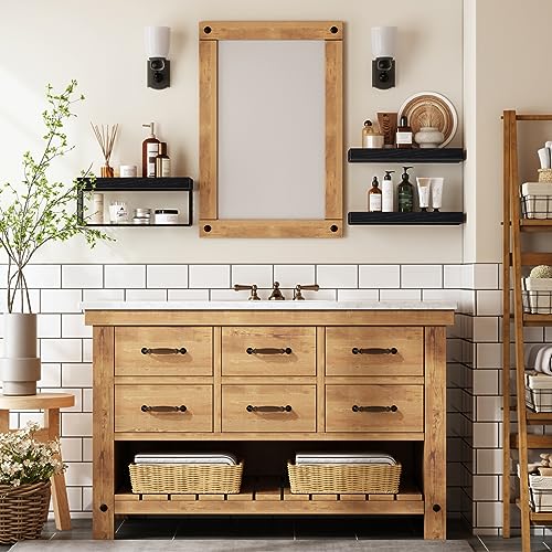QEEIG Bathroom Shelves Over Toilet - Wall Mounted Floating Shelves Toilet Paper Storage Small Farmhouse Decor Shelf 16 inch Set of 3, Black (019-B3) - color: B. Black, size: 3pcs