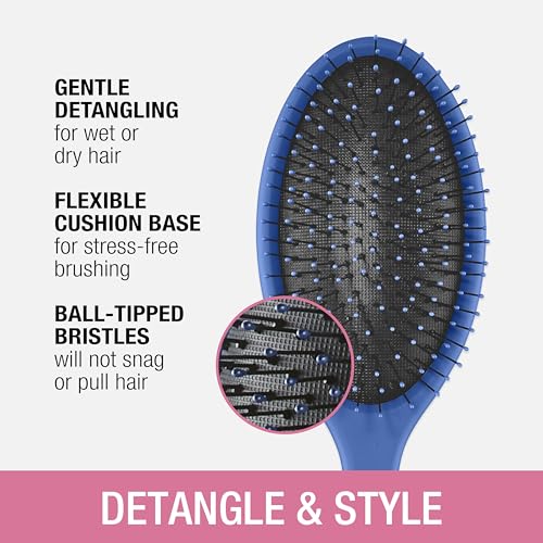 Conair Detangling Hair Brush | Assorted Colors | 3pk, Pack of 8 - color: Blue,Pink,Grey, size: 3 Count (Pack of 8)