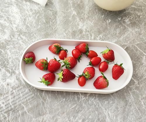 White Small Tray (11.8 inch), Oval Tray, Countertop Organizer | for Kitchen Counter, Bathtub Bathroom Vanity Items, Coffee Accessory, Bar, Serving Seasoning, Salt and Pepper, Soap, Perfume. - color: White, size: 11.8" x 5.9" x 1.2"