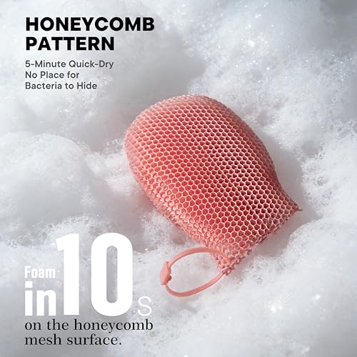 Bath Mitt - Exfoliating Glove, Honeycomb Body Scrubber,Massage Body Scrub Gloves for Home Spa,Mitt Sponges for Cleaning Body,Deep and Gentle,Fast foaming (Pink(Softer,Small Size,) New Version) - style: PINK