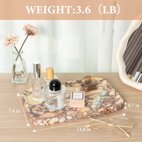 Karibiber Calacatta Marble Vanity Trays, Marble Bathroom Tray Countertop, Luxury Decorative Dresser Organizer, Purple&White Natural Stone Serving Tray for Kitchen, Perfume, Jewelry Holder Storage - color: Italy-calacatta