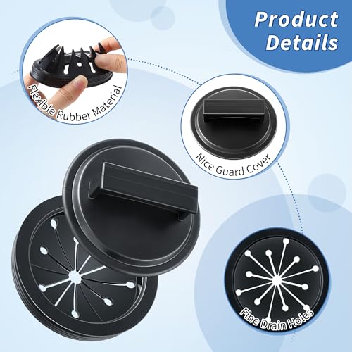 Meonum 4Pcs 3 Inch Garbage Disposal Splash Guards with Round Kitchen Sink Stopper, Universal Rubber Food Waste Disposal Cover, Baffle Accessories and Drain Plugs