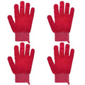 Exfoliating Bath Gloves 2 Pairs - Heavy Texture Body Scrub Gloves for Shower, Spa, Massage and Body Scrubs, Dead Skin Remover, Washing Gloves with Hanging Loop(Red) - color: Red