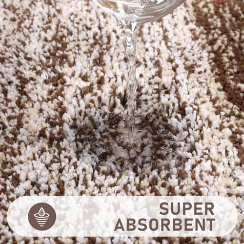Bsmathom Bathroom Rugs Sets 4 Piece with Toilet Cover, Plush Shaggy Bathroom Rugs Non Slip Washable, Absorbent Microfiber Bath Mat Set with U-Shaped Contour Toilet Mat, Dark Coffe - color: Dark Coffee, size: 20"x31"+20"x59"+U20"x24"+Cover19"x21"