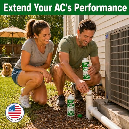 AC Drain Line Cleaner | 2x 16 Oz (8 Uses) | 12 Month Supply | Made in USA | Universal Compatibility | Removes Clogs and Buildup from HVAC Condensate Lines | Air Conditioner Unclogger - size: 2x 16 Oz