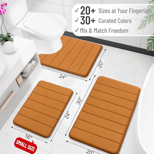 OLANLY Memory Foam Toilet Rugs U Shaped 24x20, Super Soft Absorbent Contour Bath Rugs, Quick Dry, Machine Washable Toilet Mat, Bathmat Floor Carpet, Bathroom Home Decor Accessories, Ochre - color: Ochre, size: 24" X 20" Contour Rug