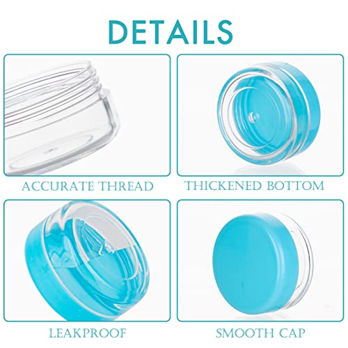 10 Gram Sample Containers with Lids, 10 Pack Sample Jars, Small Cosmetic Travel Container for Makeup, Lotion, Cream, Powder, 10 ML Mini Containers with Blue Lids - color: Blue