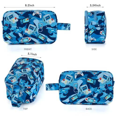 Kids Toiletry Bag for Boys, Travel Toiletry Bag for Little Young Boys Waterproof Hanging Wash Bag Toddler Traveling Toiletries, Games Camo Blue - color: Games Camo Blue