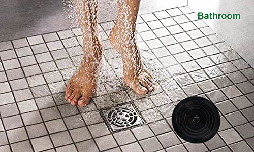 V-TOP Tub Stopper 2 Pack, 6 inches Large Silicone Drain Plug Hair Stopper Flat Suction Cover for Kitchen, Bathroom and Laundry - color: 6" Black