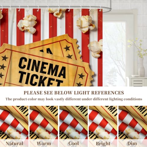 Fabric Shower Curtain with Hooks YTS09806 - color: Movie Night Popcorn