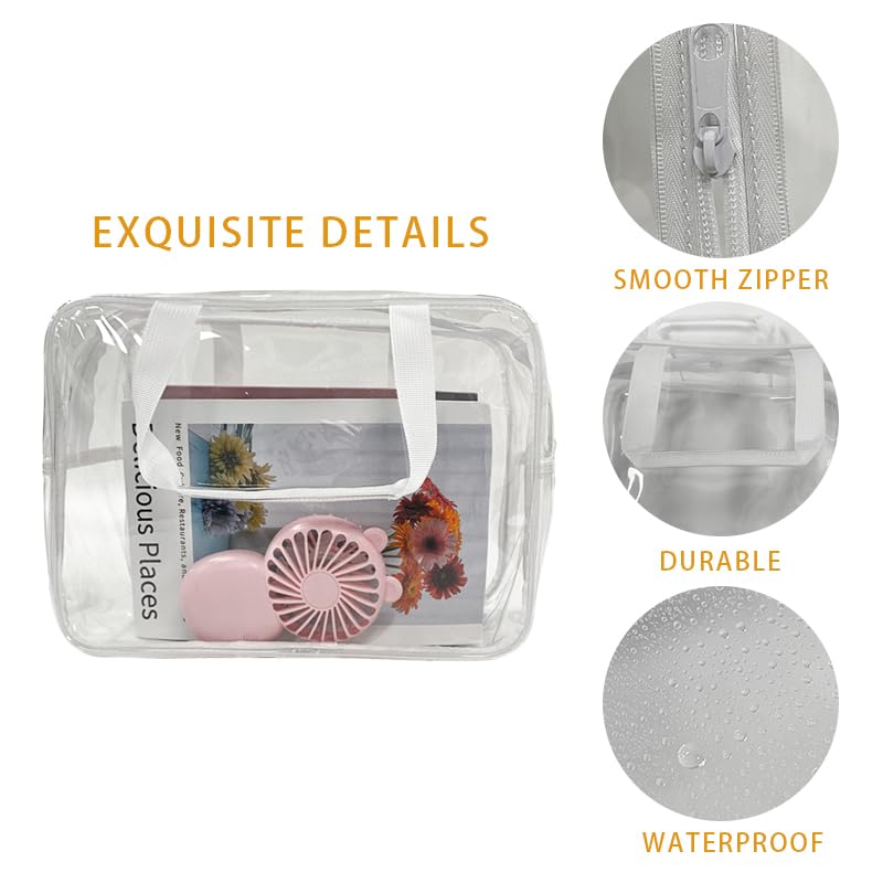 Large Clear Transparent Gift Pouch Wash Travel Makeup Cosmetic Bag with Handle for Travel Bathroom Toiletry Organizer (Clear) - color: clear