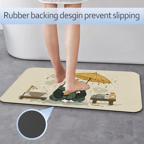 Bathroom Rug 29.5"x17", Cute Funny Frog Bath Mat with Non-Slip Rubber Backing, Quick-Drying Absorbent Thin Floor Mat for Bathroom, Shower, Sink, or Kitchen - color: Cute Funny Frog