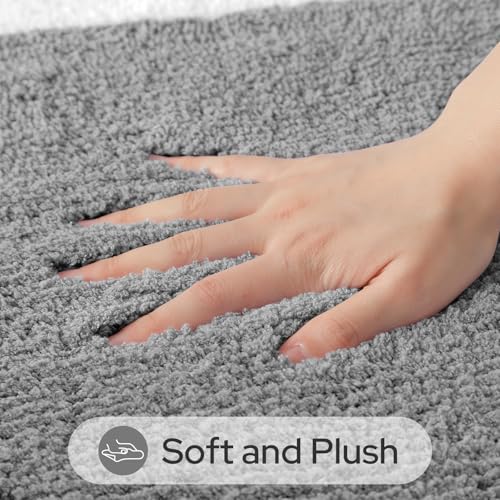 HOMEIDEAS Bathroom Rugs Sets 2 Piece, Super Soft and Absorbent Microfiber Tufted Bath Mats, Non-Slip and Machine Washable Bath Rugs(Light Grey) - color: Light Grey