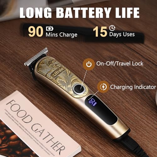 Ufree Gifts for Men, Beard Trimmer with Charging Stand, IPX7 Waterproof Electric Razor Shavers for Men, Clippers for Hair Cutting, Mens Grooming Kit for Mustache Nose Facial Body - color: Gold