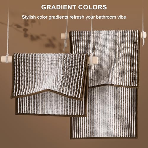BSICPRO Bathroom Rugs and Mats Sets, 2 Piece Thick Absorbent Chenille Bath Mat Rug Set Non Slip, Soft Shaggy Bath Room Floor Mats for Bathroom, Machine Washable (Brown, 20" x 32" Plus 16" x 24") - color: Brown, size: 20" x 32" Plus 16" x 24"