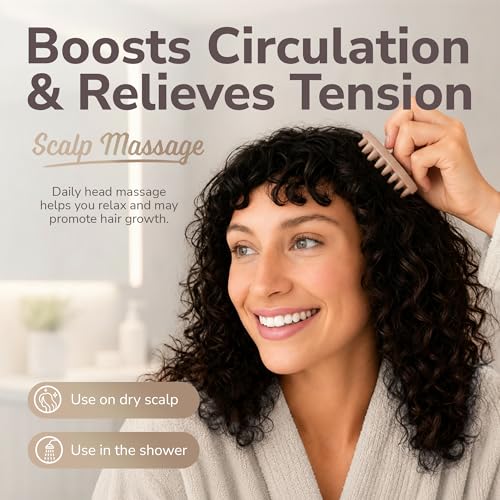 SILKLE Scalp Massager Shampoo Brush – Silicone Scalp Scrubber for Hair Growth & Dandruff Removal, One-Piece, Non-Slip Handle, Soft Bristles, Wet/Dry Shower Scalp Exfoliator for All Hair Types – Clay - color: Clay