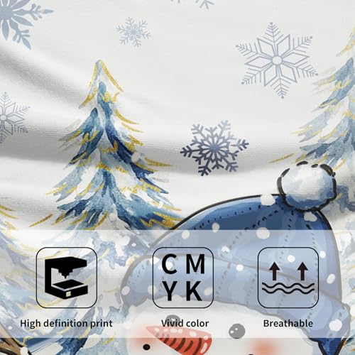 Winter Blue Snowman Hand Towels for Bathroom 14.4x28.3 Inch | Set of 2，Xmas Snowflake，Polyester Cotton，Breathable，for Winter Holiday Kitchen Hotel Gym Spa Decor - color: Winter Snowman