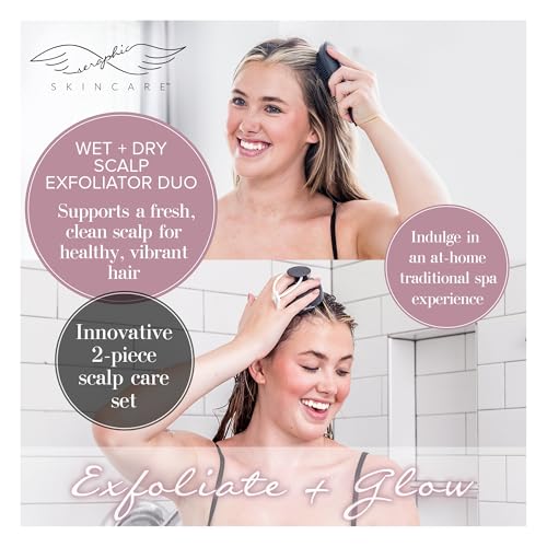 Seraphic Skincare Scalp Exfoliator Duo Set – Dry Scalp Hair Brush & Wet Scalp Massager – BPA-Free Silicone & Wheat Straw Hair Brush Set – Deep Cleansing & Dandruff Removal for All Hair Types - style: Scalp Massager + Brush