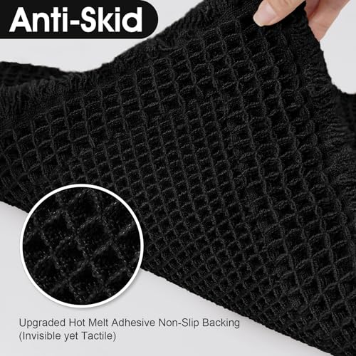 Extra Large Waffle Bath Mat, 6'x2' Black-Bordered, Super Absorbent Non-Slip Quick Dry Bathroom Rugs with Tassels, Machine Washable Ultra Soft Boho Bath Rugs for Floor, Toilet Mats Boho Farmhouse Decor - color: Black, size: 2' x 6' (Runner)