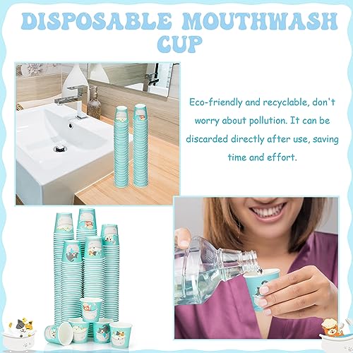 Patelai 500 Pack 3 oz Paper Cups Disposable Bathroom Small Mouthwash Animal Beverage Drinking Cups for Home, Office, Travel, Party(Bathroom Cat) - style: Bathroom Cat