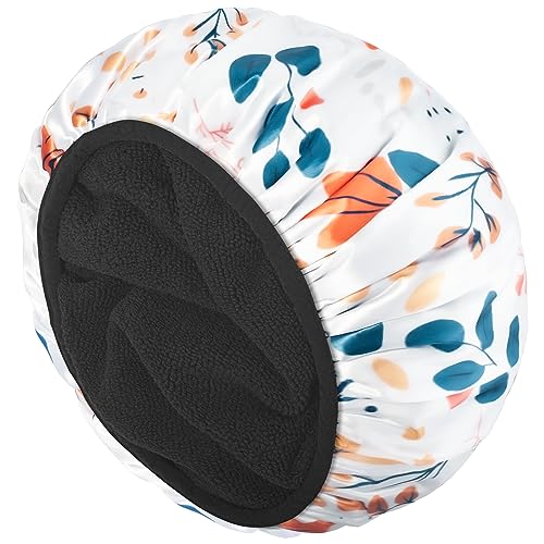 Aquior Shower Caps, Terry Lined Shower Cap for Women, Reusable Shower Cap, Triple Layer Waterproof Bath Cap, Extra Large for Women Long Hair