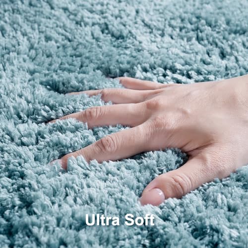 3 Pieces Luxury Bathroom Rug Set with U-Shaped Toilet Rug, Non-Slip Rubber Bottom, Thick Microfiber Fluffy Plush, Water absorption, Quick Dry, Ultra Soft, Bath Mats for Bathroom, Tub(Lake Blue) - color: Lake Blue