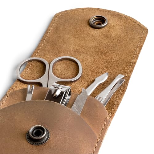 Hide & Drink, Double Nail Clipper Case, Beauty & Personal Care, Commuter and Nomad, Grooming Case, Home & Travel Essentials, Manicure Kit Storage, Full Grain Leather, Handmade (Single Malt Mahogany) - color: Single Malt Mahogany