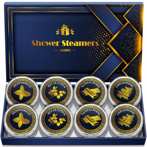 Qivatex Shower Steamers Aromatherapy for Men, Birthday Gifts for Men, Teen | Natural Essential Oils Spa Stress Relief & Relaxation Self Care Gifts for Him, Men, Dad, Husband, Boyfriend, Teen Boys - style: Blue Men