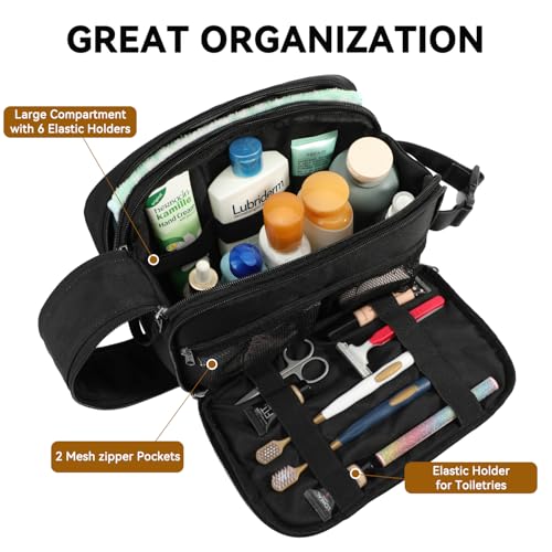 Voova Travel Toiletry Bag for Men Women, Hanging Dopp Kit Water Resistant Shaving Bag for Toiletries Accessories, Small Makeup Organizer Case for Traveling Essentials, Bathroom, Cosmetics, Black - color: Black