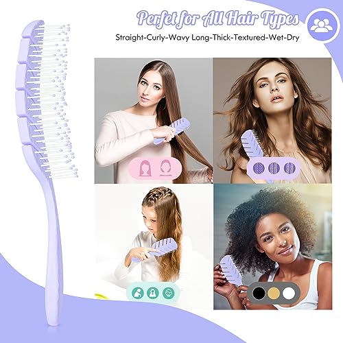 Hair Brush, Vented Paddle Detangle Brush, Purple | Faster Blow Drying, Soft Flexible Bristles, For Women Curly Thick Wet Hair, Detangling Styling - color: Large-Purple