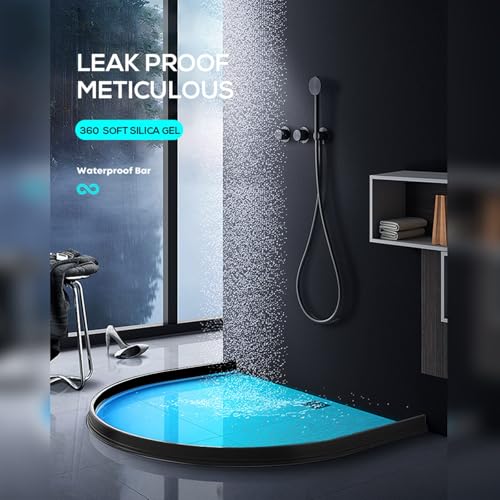 Hi-Na 3ft/5ft/6ft/8ft10ft Collapsible Shower Threshold Water Dam Water Barrier for Shower and Water Stopper Keeps Water Inside Water Threshold for Wet and Dry Separation (5ft, Black) - color: Black, style: 5ft