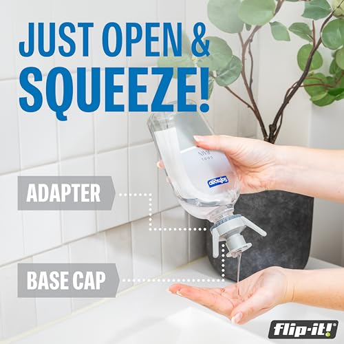 Flip-It! 2-Pack Premium Bottle Emptying Kit – No more wasted product - Fits most plastic bottles – Get out every drop of Shampoos, Lotions, & More – 2 Base Caps, 6 Adapters – Pastel Color Edition - color: Pastel, size: 2-Pack