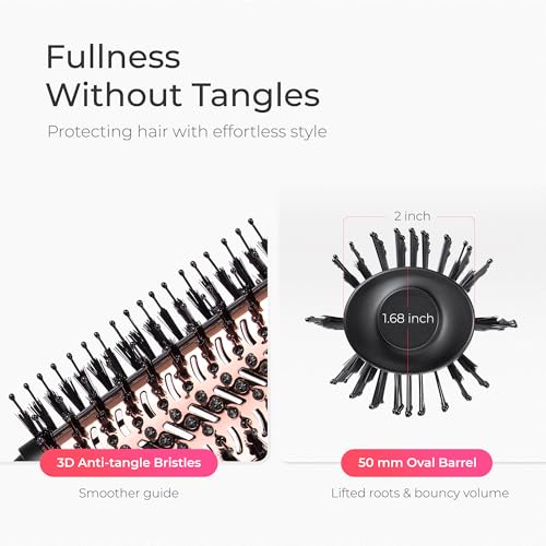 TYMO Hair Dryer Brush Blow Dryer Brush in One, 4 in 1 Ionic Hairdryer and Styler Volumizer with Oval Titanium Barrel, Hot Air Straightener for Smooth Frizz-Free Blowout, Gold, 2 Inch - color: Gold, size: 2 inches