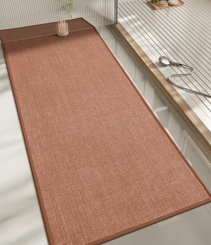 chakme Bathroom Rugs Mat 59x17, Ultra Thin Non Slip Bath Rug Runner Quick Dry Absorbent Bath Mat for Bathroom, (Dark Pink, 59"x17") - color: Dark Pink, size: 1'5" x 4'11" (Rectangular)