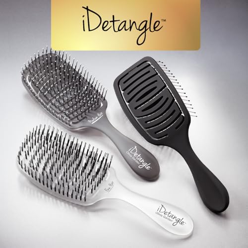 Olivia Garden iDetangle Brush for Wet and Dry Hair - Detangler Brush for Women and Men - Adjusts Tension by Hair Type - For Curly, Wavy or Straight - Flexible Vented Head