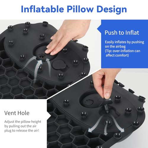 Goowin Bath Pillows for Tub, New Generation Skin-Friendly Silicone Bath Pillow, Luxury Bathtub Pillow for Head and Neck, Powerful Suction Tub Pillow for Bathtub with Inflatable Airbag (Black) - color: Black