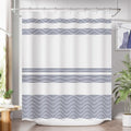 AmazerBath Navy Blue Shower Curtain, Blue and White Striped Bathroom Shower Curtain with 12 Shower Curtain Hooks, Rustic Fabric Blue and White, 72x72 Inches - color: A- Blue Stripe +12 Metal Hooks, size: 72"W x 72"L (Pack of 1)