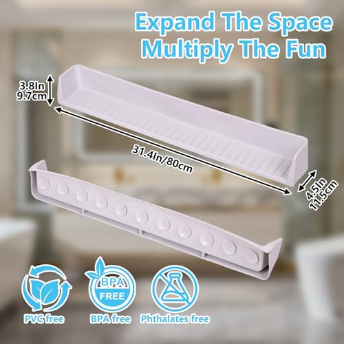 Bathtub Splash Guard for Kids, 2-in-1 Bath Toy Organizer Tub Shelf | Stops bathtub splashes, Keeps floors dry, 11 strong suction cups, Flexible safe silicone, Bonus kids shower cap - color: grey
