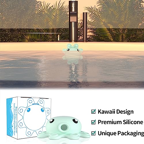 Bathtub Overflow Drain Cover - Silicone Bath Tub Drain Cover, Octopus Tub Overflow Drain Stopper with Suction Cups, Adds Inches of Water for Deeper Bath, Bathroom Spa Relaxing Accessory, Aqua Green - color: Squidward