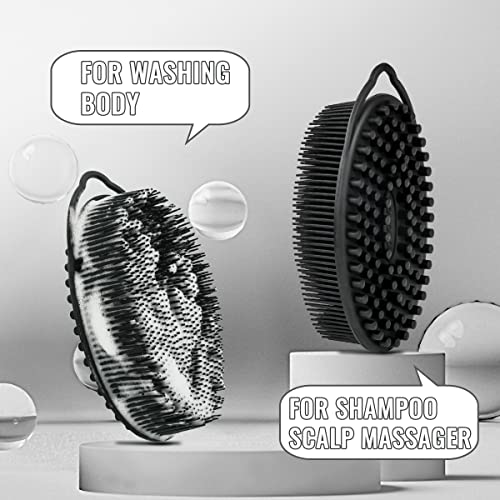 Set of 3 Silicone Body Scrubber Loofah Soft Exfoliating Body Bath Shower Scrubber Loofsh Brush (Black+Gray+Blue 010) - size: Colors: Black, Gray, Blue 010