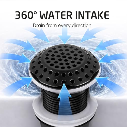 KES Bathroom Sink Grid Drain Without Overflow, 360° Water Drainage, Anti-Clog Design, Detachable Strainer, Matte Black Vanity & Vessel Drain, Stainless Steel & Brass, S2020D-BK - color: Matte Black