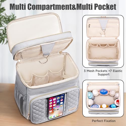 Tealari Large Toiletry Bag for Women Men,Bathroom Bag,Water Resistant Shower Bag,Makeup Bag,Portable Shower Caddy for College Dorm,Hanging Travel Toiletry Bag with Transparent Waterproof Phone Pocket - color: Light Gray