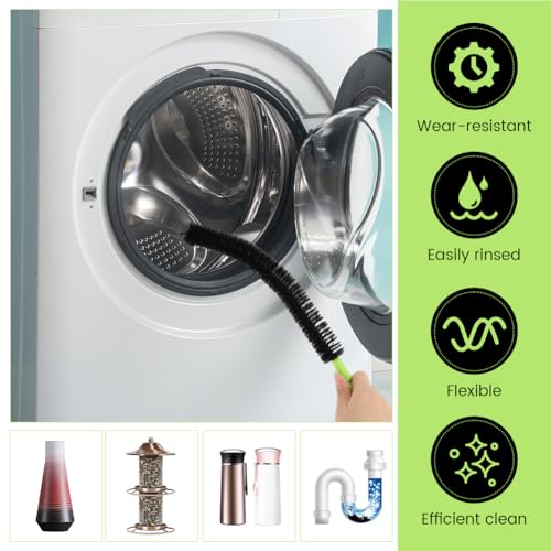 2 Pcs Drain Clean Brush Set,with 2 S-shape Hooks Extended Dryer lint Removal Brush Drain Clog Remover for Toilet, Kitchen Sink, Sewer Drain, Bathroom Tub(size:16 inch)
