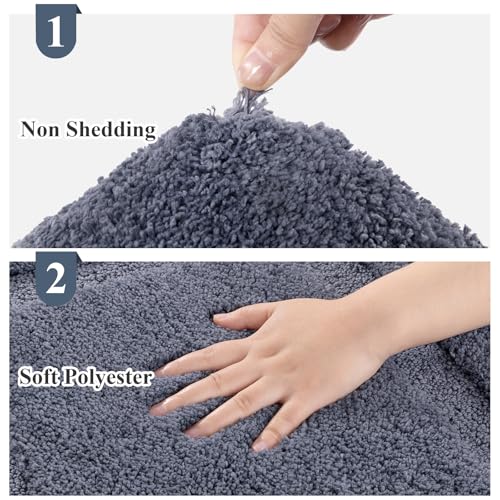 SHACOS Dark Grey Bathroom Rugs Sets 3 Piece Bath Mat U Shaped Toilet Rug | 20x32+ 16x24+ 20x24, Soft Fluffy Microfiber Bath Rugs Set, Non Slip Washable Absorbent Bathroom Floor Mats Carpet Shower Rug - color: Dark Grey, size: 16"x24"+ 20"x32"+U Shape 20"x