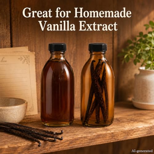 8 OZ / 250 ML Amber Glass Bottles for Vanilla Extract, 12 Pack | Leakproof, Empty Refillable Dispensing Bottles with Lids, for 2nd Fermentation, Kombucha Brewing, Homemade Solutions