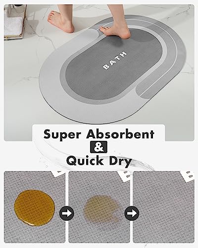 MontVoo Bath Mat - Non Slip, Quick Dry, Stain Resistant Bath Mat Rug for Bathroom Floor - Easy Care Shower Rug for Outside Bathtub - 24"x35" Grey - color: Grey, size: 24"x35"